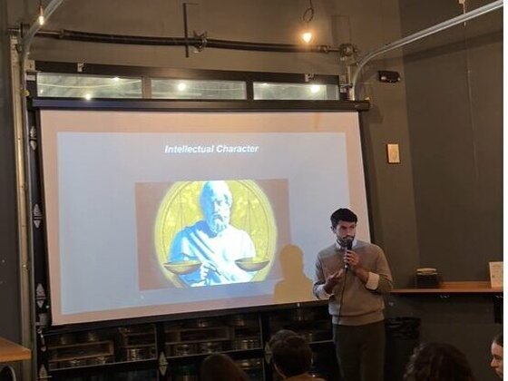 Christian Carmody addressing an audience